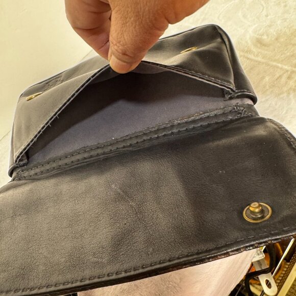 Atelier V Cuir Brown Black Daisy Embossed Leather Shoulder Wallet Clutch Purse W - Picture 14 of 16